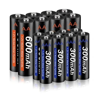 Afbeelding van CITYORK oplaadbare batterij AA 600 mAh + AAA 300 1,2 V NI MH oplaadbaar, 1200 oplaadcycli, batterijen met lage zelfontlading, 16 stuks