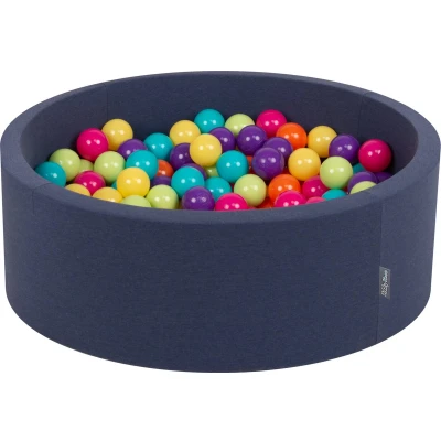 Afbeelding van KiddyMoon ballenbad 90x30cm/200 ballen ∅ 7cm met kleurrijke voor baby&#039;s kinderen rond, blauw:lichtgroen/geel/turquoise/oranje/donkerroze/violet