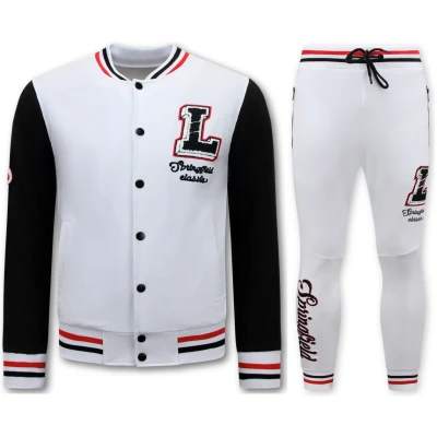 Afbeelding van Joggingpak Heren Volwassenen Tracksuit Wit Zwart Maat XXL