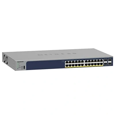 Image de NETGEAR Smart GS728TPP Commutateur L3 Lite intelligent 24 x 10/100/1000 (PoE+) + 4 SFP Montable sur rack PoE+ (720 W)
