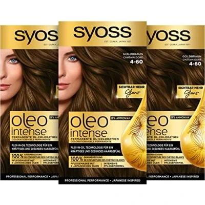 Afbeelding van Syoss Oleo Intense olieverf 4 60 goudbruin niveau 3 (115 ml), permanente kleuring met voedende olie, ammoniakvrije