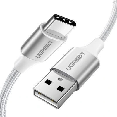 Afbeelding van UGREEN Gevlochten USB A naar C Kabel 3A Fast Charge 2 Meter Wit