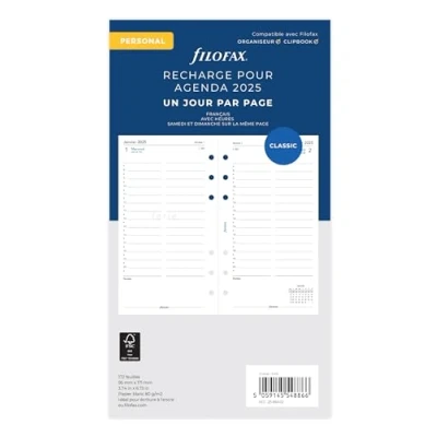 Afbeelding van Filofax 1 dag personeel op een pagina in het Frans 2025