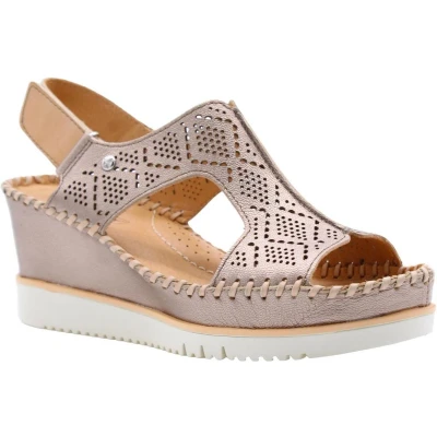 Afbeelding van Pikolinos Aguadulce W3Z Sandalen met sleehak, Dames, Maat: 40, Stone Leer