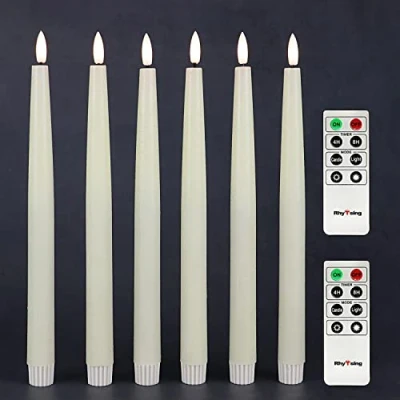 Afbeelding van Rhytsing Set van 6 ivoorkleurige led kaarsen, met 2 afstandsbedieningen voor Kerstmis, hoogte 29 cm