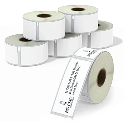 Afbeelding van BETCKEY 6 rollen 99012 zelfklevende etiketten compatibel met DYMO S0722400, 36 mm x 89 mm, 1560 grote adreslabels voor LabelWriter 450 en 4XL