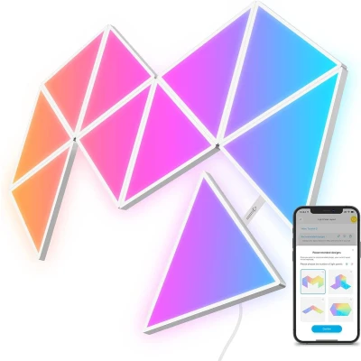 Afbeelding van Govee Glide Triangle Led lichtpanelen, Smart RGBIC wandlamp voor binnen, lichtpaneel, wifi, dimbaar, doe het zelf, muzieksync, app bediening, werkt met Alexa en Google Assistant, gamingn 10stuks