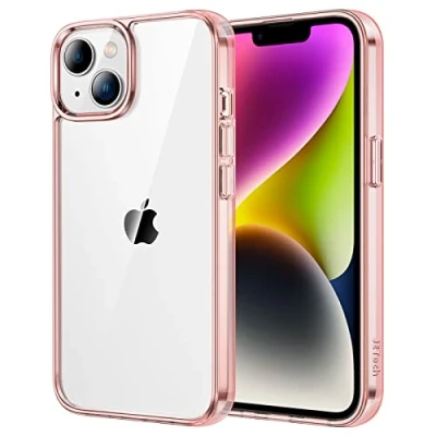 Afbeelding van JETech Beschermhoes voor iPhone 14 6,1 inch, schokbestendig, krasbestendig, transparante achterkant (roségoud)