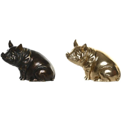 Afbeelding van Decoratieve figuren DKD Home Decor Koper Gouden Varken 18,5 x 10,5 14 cm (2 Stuks)