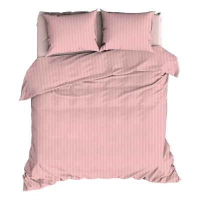 Afbeelding van Satin d&#039;Or Satijnstreep Dekbedovertrek Lits jumeaux 240x200/220 cm Crystal rose