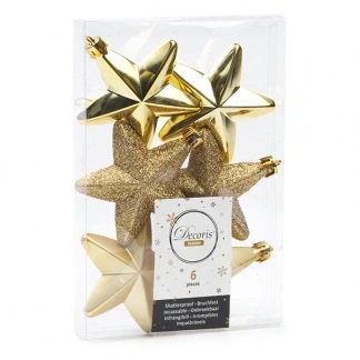Afbeelding van Kerst ornamenten Sterren 6 stuks (Goud)