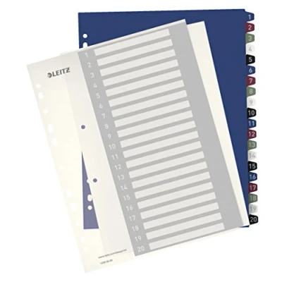 Afbeelding van Leitz 1239 Style Register DIN A4 1 20 Polypropyleen Meerdere kleuren tabbladen Extra breed, PC beschrijfbaar 00