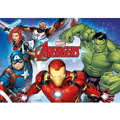 Afbeelding van Marvel Avengers Eetbaar blad voor kinderverjaardag, taartdecoratie, A5