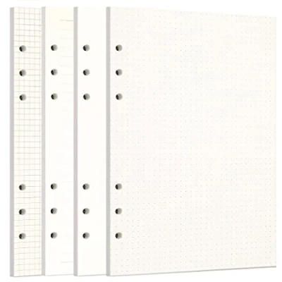 Afbeelding van Zelten 1 set van 80 vellen/160 pagina&#039;s A5 4 in blanco geruit geperforeerd voor 6 gaats ordner, persoonlijke agenda, navulbare planner