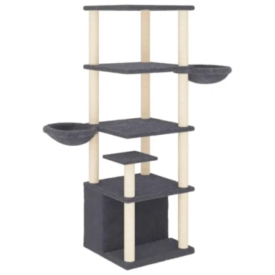 Afbeelding van vidaXL Kattenmeubel met sisal krabpalen 147 cm donkergrijs