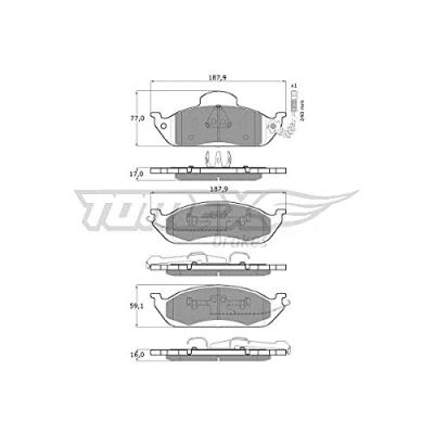 Afbeelding van TOMEX brakes TX 12 83 Remblokkenset Vooras Incl. slijtage waarschuwingscontact