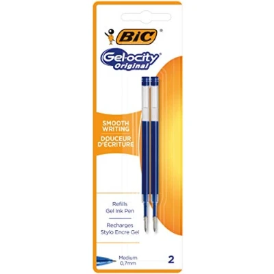 Afbeelding van Gelschrijvervulling Bic voor diverse gelpennen medium zwart blister à 2 stuks