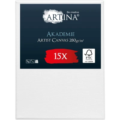 Afbeelding van Artina Akademie Set van 15 Schilderdoeken Canvas 30x40 cm Spieraam FSC® Hout Wit 100% Katoen 280 g/m136