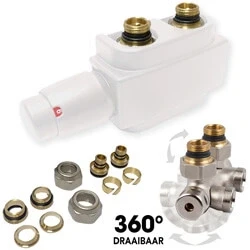 Afbeelding van DRL Freestyle 50mm onderblok kit wit draaibaar haaks/recht 15mm +