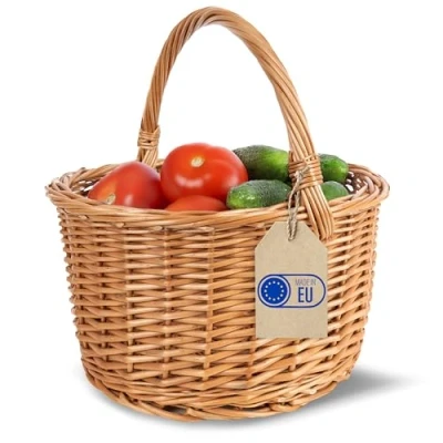 Afbeelding van Creative Home Rieten Mand met Handvat 35 x 36 cm Groot &amp; Lichtgewicht Handgeweven Geschenkmand, Picknick