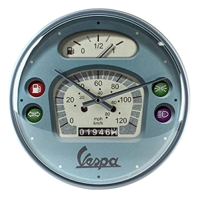 Afbeelding van Nostalgic Art Vespa Retro wandklok, Ø 31 cm, snelheidsmeter, cadeau idee voor scooterfans, origineel gelicentieerd product (OLP), grote keukenklok, vintage design