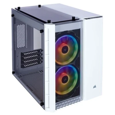 Image de CORSAIR Crystal Series 280X RGB Tour micro ATX panneau latéral fenêtré (verre trempé) pas d&#039;alimentation (ATX) blanc USB/Audio
