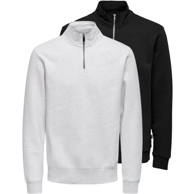 Afbeelding van Only &amp; Sons 2ER PACK Ceres Sweater Schwarz hellgrau, Heren, Maat: Large, hellgrau