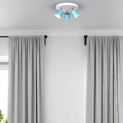 Afbeelding van Plafondspot Cloudy 3 lamps rond blauw