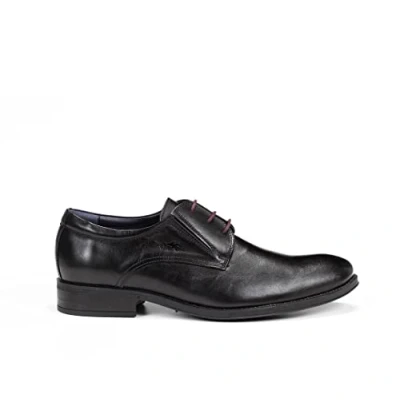 Afbeelding van Fluchos HerACLES 8410 Memory zwarte herenschoenen, premium rundleer, vetersluiting, individuele rubberen bodem, Zwart