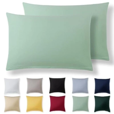 Afbeelding van Alreya Lot de 2 taies d&#039;oreiller en jersey avec fermeture éclair 50 x 80 cm Vert été 100 % coton Taie super doux