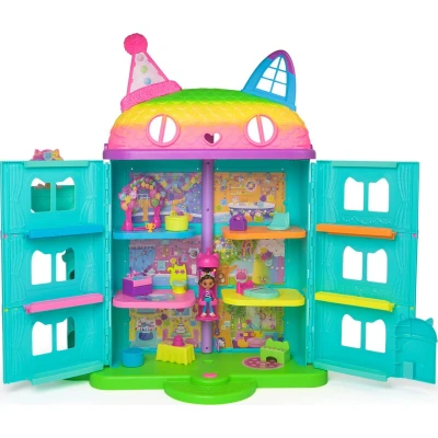 Afbeelding van Gabby&#039;s Poppenhuis Feest +60cm hoog vanaf 3 jaar met speelfiguren poppenhuismeubels en 6 geluidseffecten