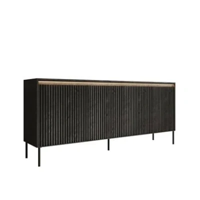 Afbeelding van Meubella Dressoir Timoteo Mat zwart 193 cm