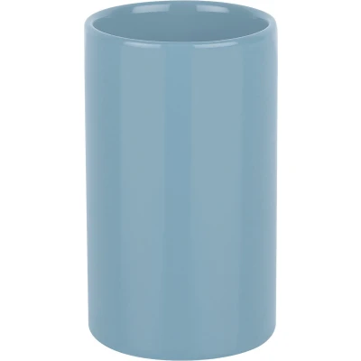Afbeelding van Spirella Badkamer drinkbeker/tandenborstelhouder Sienna porselein glans lichtblauw 7 x 11 cm