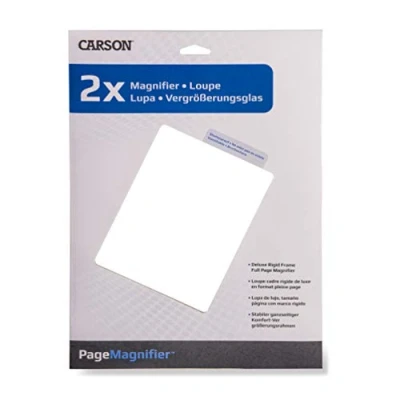 Image de Carson PageMagnifier Loupe 2x avec cadre rigide pleine page 21,6x28 cm aide visuelle à la lecture livres, journaux, magazines, cartes, etc. (DM 21)