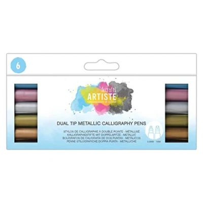 Afbeelding van Dual Tip Calligraphy Pens Metallic Brush/Flat (6pk)