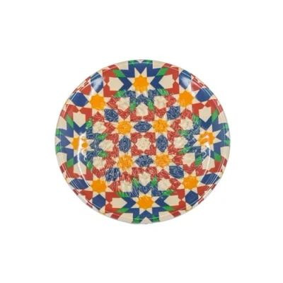 Afbeelding van Kaladia Keramische rasp/schaafbord van keramiek, ideaal voor gember, Parmezaanse kaas, enz., veelkleurig met sterren, diameter 12 cm, gemaakt en handbeschilderd, Made in Spanje