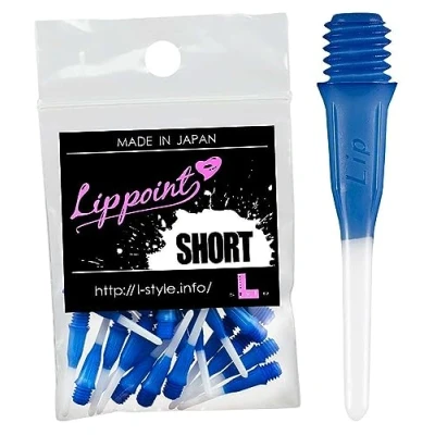 Afbeelding van Kleurverloop Effen metalen toetsen met korte kunststof punt Lippoint Dart Tips 50 stuks, blauw