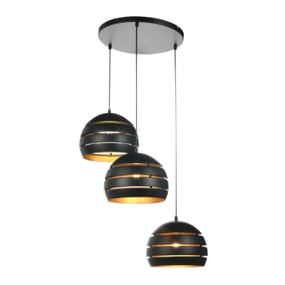 Afbeelding van Freelight Hanglamp Djarin 3 lichts Ø 50 cm zwart goud