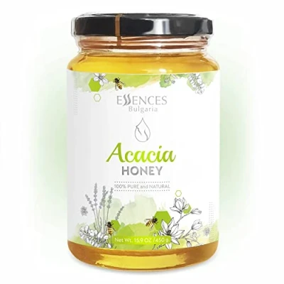 Afbeelding van Essences Bulgaria rauwe acaciahoning, 450 g, ongelooflijke smaak, 100% zuiver en natuurlijk, zonder toevoegingen, bijenhoning, natuurlijke zoetstof, GMO vrij, glutenvrij