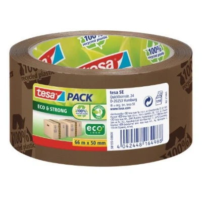Afbeelding van Tesapack Eco &amp; Strong Ecologo, Ft 50 Mm X 66 M, Pvc, Bruin Verpakkingstape