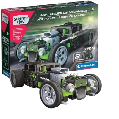 Afbeelding van Clementoni Bouwset voor kinderen van 8 jaar Hot Rod en racewagen Mijn mechanische werkplaats wetenschappelijk spel gemaakt in Italië