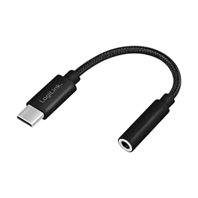 Afbeelding van LogiLink UA0398 USB type C adapterkabel op 3,5 mm jack (mannelijk/vrouwelijk) lengte 13 cm