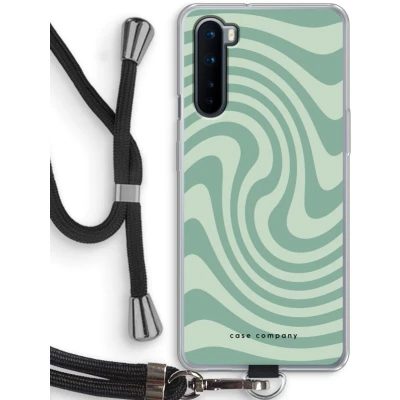 Afbeelding van Case Company® hoesje met Koord geschikt voor OnePlus Nord Swirl Groen Telefoonhoesje Zwart Bescherming aan alle Kanten en Over de Schermrand
