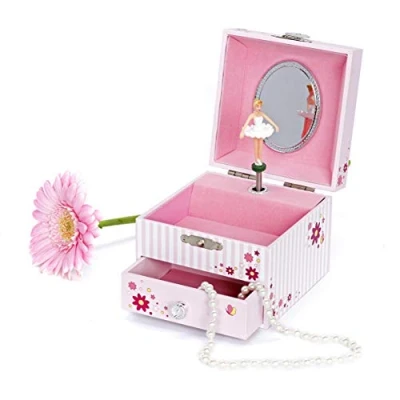 Afbeelding van TROUSSELIER Ballerina Muzikale Sieradenkistje Ideaal Cadeau voor Meisjes Glow in the Dark Night Muziek Uitnodiging om te Dans Kleur Roze
