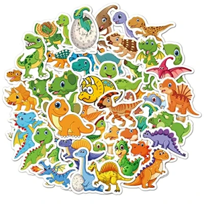 Afbeelding van 50 stuks dinosaurusstickers voor zee, waterdicht, gekleurd vinyl, kantoor, laptop, waterfles (dinosaurus)