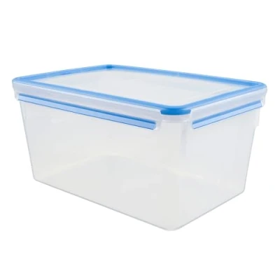 Image de Emsa 508548 Boîte alimentaire rectangulaire avec couvercle, 8.2 Litress, Transparent/bleu, Clip &amp; Close