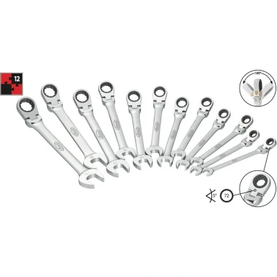 Afbeelding van VIGOR V2818 Set ratelringsteeksleutels 72 12 Persas