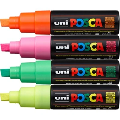 Afbeelding van Posca PC 8K Fluorescerende beitelmarker 4 stuks