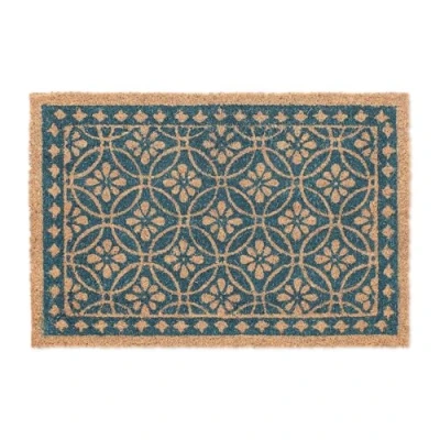Afbeelding van Relaxdays deurmat floraal kokosmat 40 x 60 cm buitenmat bloemen antislip