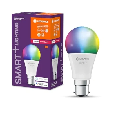 Afbeelding van LEDVANCE Smart+ lamp met ZigBee technologie, 9W, A60, mat, lampvoet B22D, lichtkleur RGBW instelbaar, 806lm, verpakking van 1